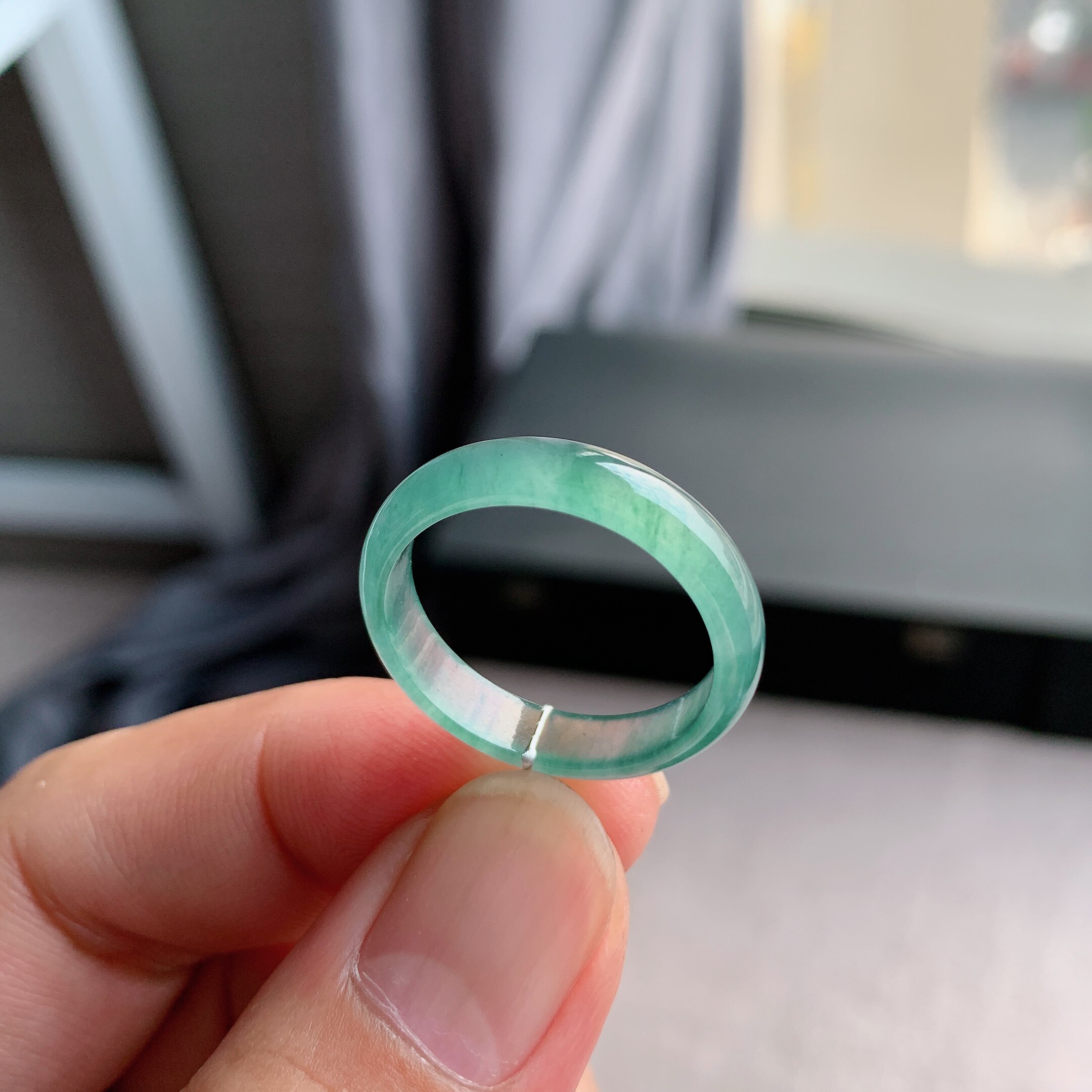 天然A货翡翠23号湖水蓝戒指