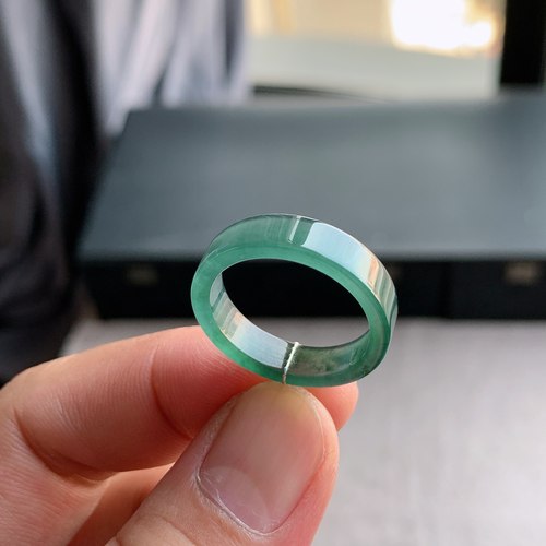 天然A货翡翠20号湖水蓝方戒
