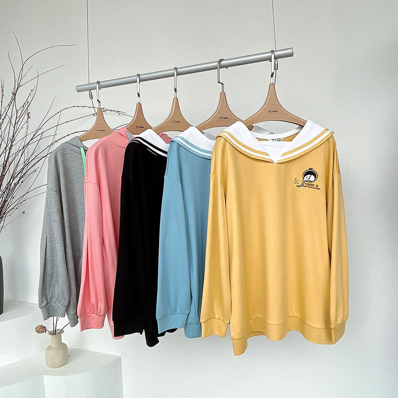 완벽한 출산 스웨트 셔츠 중간 길이의 봄 스타일 대학 스타일 연령 감소 캐주얼 탑 연령 감소 바닥 셔츠 봄 의류를 철자