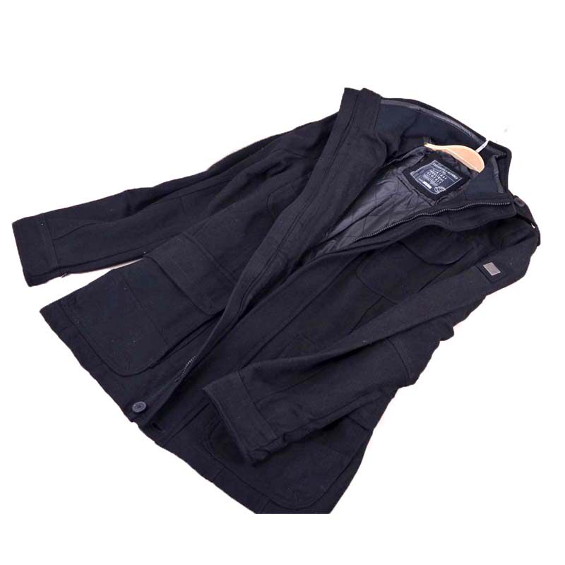 外贸男士毛呢风衣秋冬宽松羊毛短款立领休闲外套上衣中老年黑色