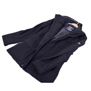 外贸男士毛呢风衣秋冬宽松羊毛短款立领休闲外套上衣中老年黑色