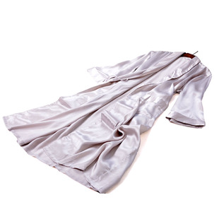 夏装 简约100%桑蚕丝睡袍睡衣素绉缎 2020男素雅奢华真丝家居服长款