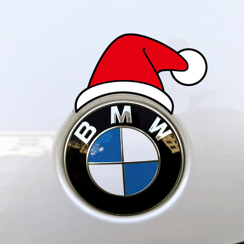 适用宝马贴纸3系5系X1X3X4车标前后标改装装饰贴小红帽圣诞帽车贴