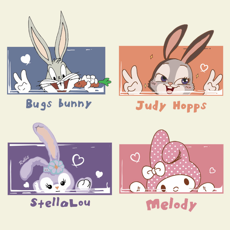 复古潮流兔八哥星黛露美乐蒂朱迪卡通人物图案贴纸画汽车划痕遮挡