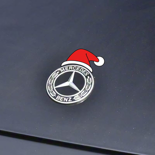 饰贴纸ABES级 C200L圣诞小红帽装 适用奔驰前后车标贴纸C级GLC GLB