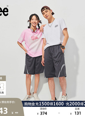 Lee宽松网眼灰色男女同款松紧腰休闲短裤篮球裤潮流LUB008307205