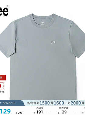 Lee商场同款舒适版男友风圆领刺绣Logo灰色女短袖T恤LWT0099604LE