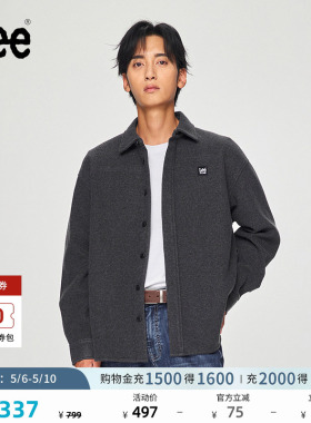 Lee宽松版仿羊毛Logo织标深灰色男长袖衬衫保暖休闲LMT009030206