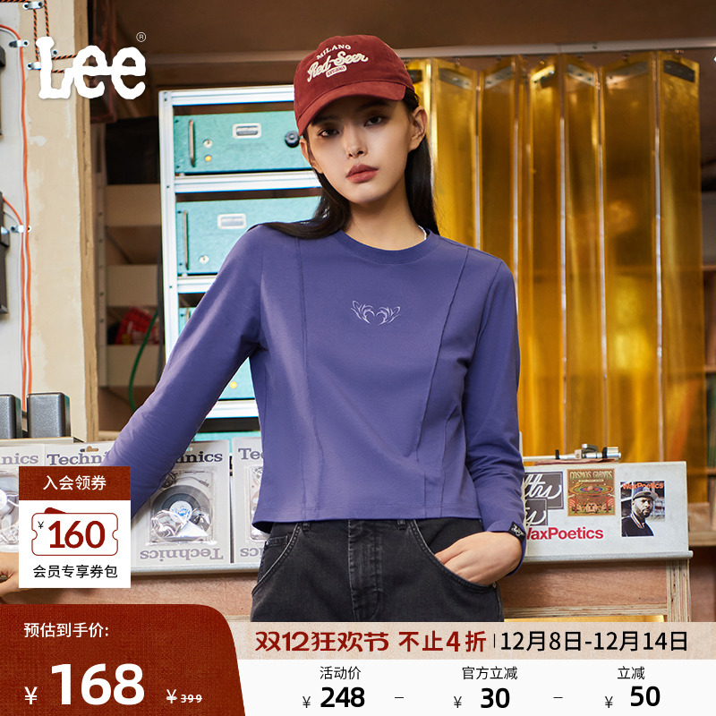 Lee圆领胶印图案女长袖T恤
