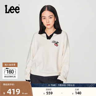 Lee舒适版 毛衣休闲潮流A00005 Polo衬衫 领刺绣Logo米白女针织衫