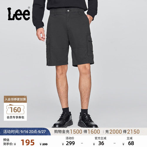 Lee经典工装口袋设计宽松直筒户外休闲短裤显瘦潮流LMB009967209