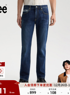 【张凌赫代言】Lee商场同款25冬新743舒适中腰直筒深蓝色男牛仔裤