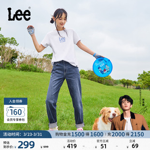 A5662 Lee411舒适高腰小直脚中深蓝色水洗女牛仔裤 张凌赫代言