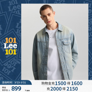 26春夏新舒适版 商场款 翻领复古浅蓝色 牛仔衬衫 Lee101周年纪念男士