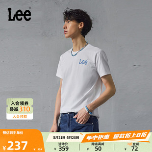 版 Lee商场同款 修身 T恤LMT007521K99 24春夏新品 圆领Logo印花男短袖