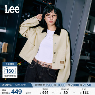 Lee舒适灯芯绒撞色翻领花朵铆钉设计女短款 外套LWT010865209 工装