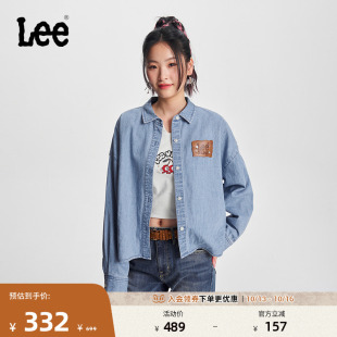 休闲潮流LWT0089126DE 牛仔衬衫 Lee宽松版 翻领浅蓝色铆钉女长袖