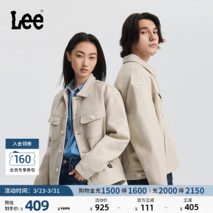 Lee舒适版 棉服外套潮LUT010952206 翻领仿羊毛质感燕麦灰男女同款