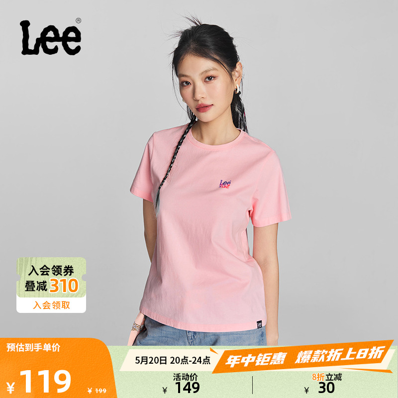 Lee渐变Logo印花女短袖T恤