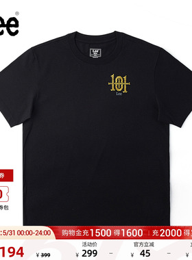 Lee商场同款26年春夏新品舒适版圆领101+刺绣图案男短袖T恤休闲