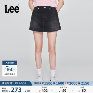 休闲潮流LWB009914201 设计黑灰色女士牛仔裙裤 Lee日常经典 五袋款