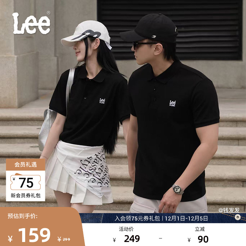 Lee男款翻领短袖polo衫
