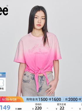 Lee舒适版圆领印花图案渐变粉色女短袖T恤显瘦休闲潮LWT0098794LE
