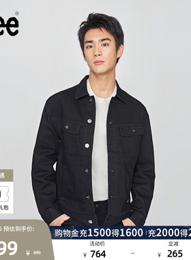 Lee舒适版翻领小Logo织标黑色男牛仔夹克外套休闲潮LMT010800201