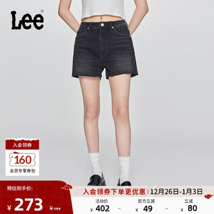 设计毛边黑灰色水洗女牛仔短裤 五袋款 潮流A08079 经典 Lee25新品