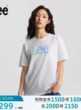 Lee商场同款26春夏新品舒适版圆领渐变效果Logo印花轻薄女短袖T恤