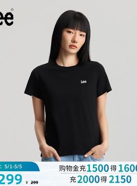 Lee商场同款26春夏新品圆领刺绣Logo轻薄女短袖T恤潮LWT012538211