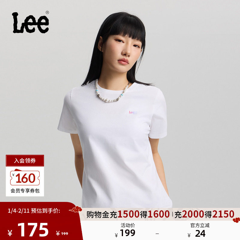 Lee26春夏新品标准版圆领渐变Logo印花女短袖T恤休闲LWT0121924LE,女装/女士精品,T恤,淘宝优惠券,粉丝福利购,淘宝优惠卷