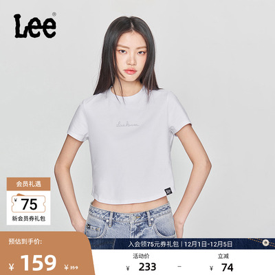 Lee25新品修身版圆领铆钉Logo印花短款女短袖T恤休闲LWT009878K99