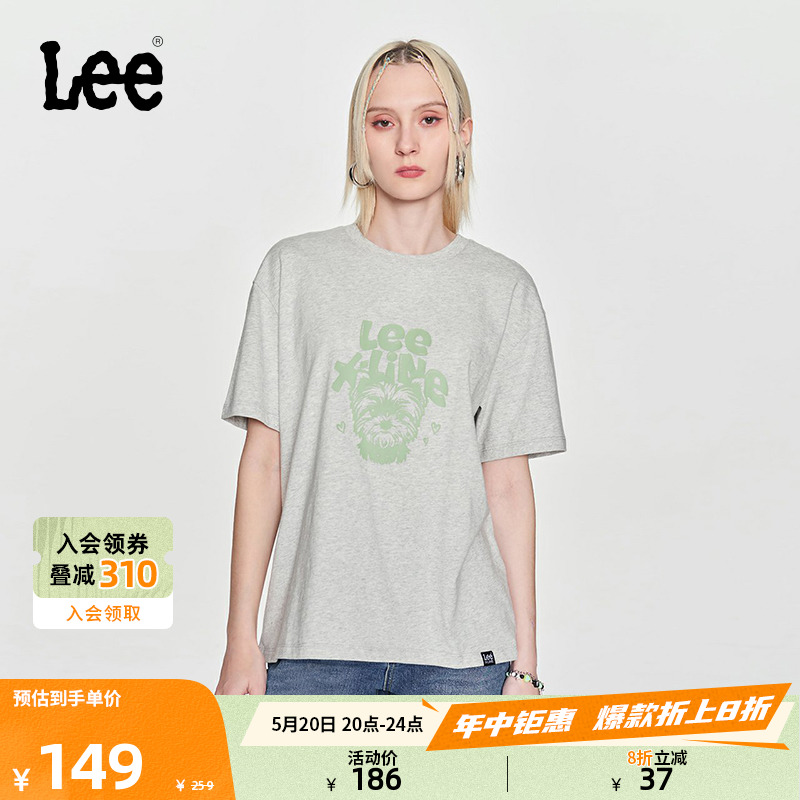 Lee字母印花圆领女短袖T恤