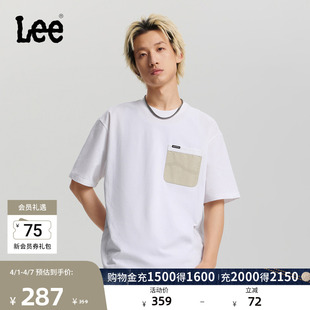 圆领口袋设计男短袖 T恤休闲潮LMT012229205 宽松版 Lee26春夏新品