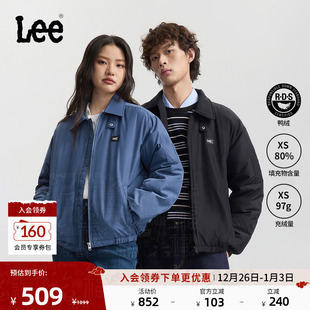 飞行夹克羽绒服休闲 翻领小Logo织标男女同款 Lee25秋冬新品 舒适版