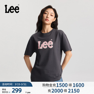 大Logo印花设计轻薄铁灰色女短袖 舒适版 T恤 26春夏新品 Lee商场同款