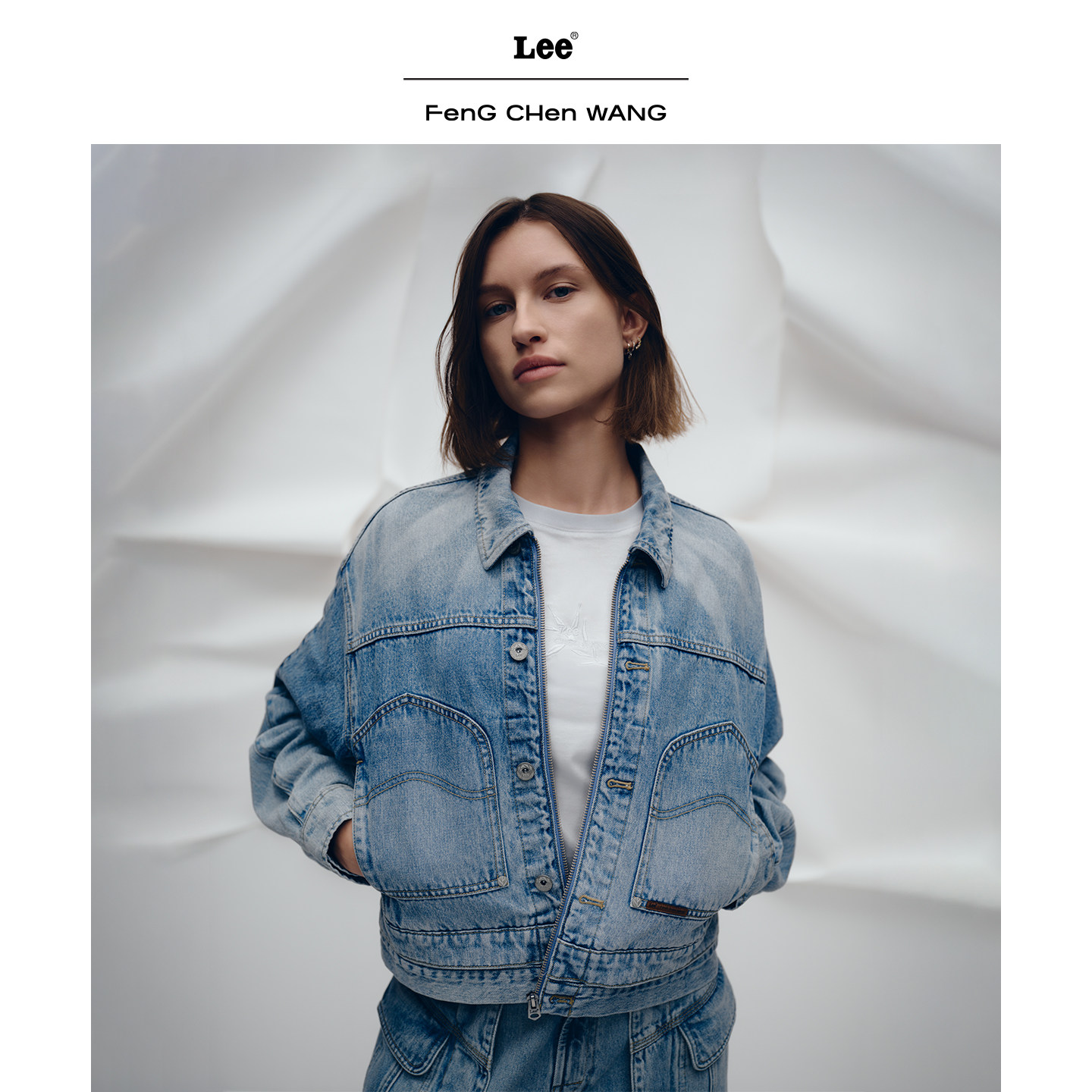 Lee× FENG CHEN WANG联名商场款26年舒适女短款拉链夹克牛仔外套