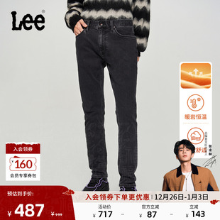 709修身 Lee商场同款 锥形黑灰暖岩恒温男保暖牛仔裤 张凌赫代言