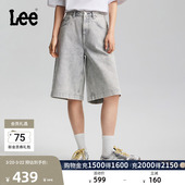 浅灰色女显瘦潮A10030 设计宽松直筒牛仔短裤 Lee26春夏新品 五袋款