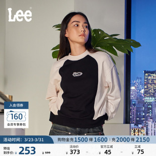 Lee舒适版 卫衣休闲潮流LWT008940204 圆领字母撞色设计黑色女长袖
