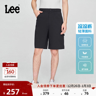 小Logo织标男轻薄黑色短裤 五袋款 休闲潮流 舒适直筒经典 Lee凉凉裤