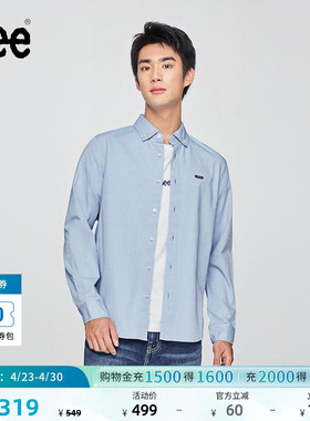 Lee标准版日常简约翻领小Logo徽标男长袖衬衫休闲潮LMT010826T12