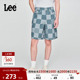 舒适版 经典 五袋款 Lee25新品 设计蓝色格纹男短裤 休闲潮流A08019