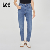 休闲潮A08029 Lee413标准高腰小直脚中蓝色女牛仔裤 张凌赫代言