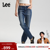 张凌赫代言 Lee商场款 26春夏新422修身 直筒牛仔裤 复古中深蓝女
