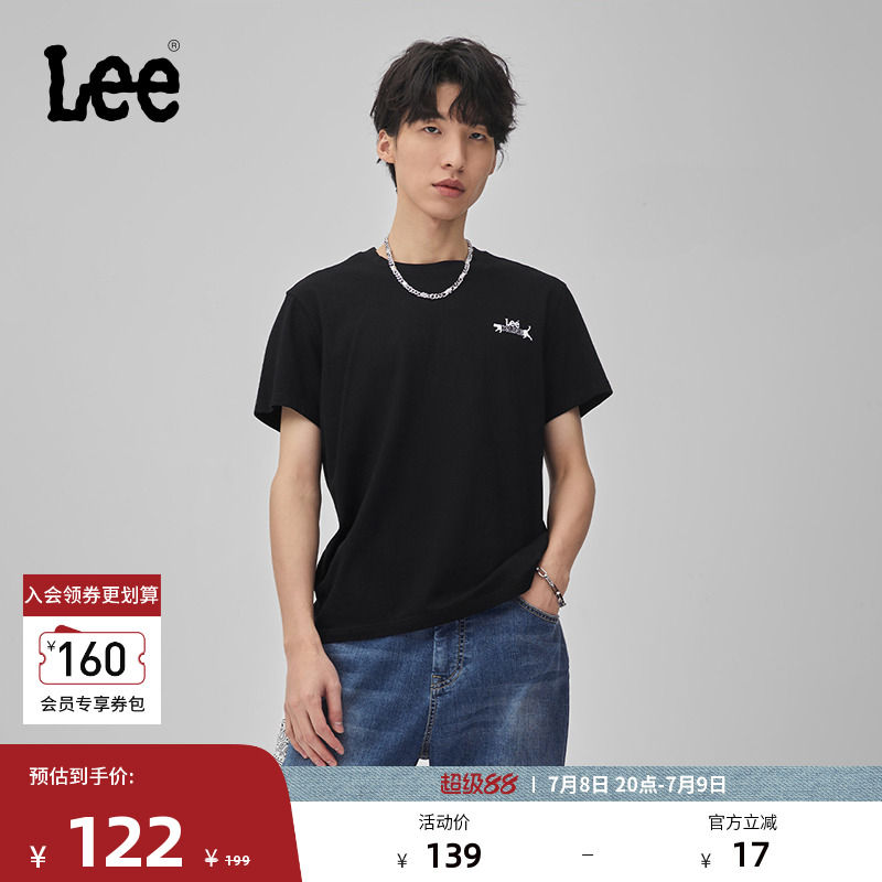 Leelogo字母印花男短袖T恤