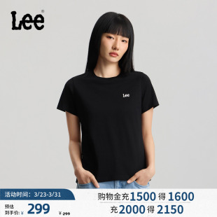 圆领刺绣Logo轻薄女短袖 标准版 T恤休闲潮流 26春夏新品 Lee商场同款