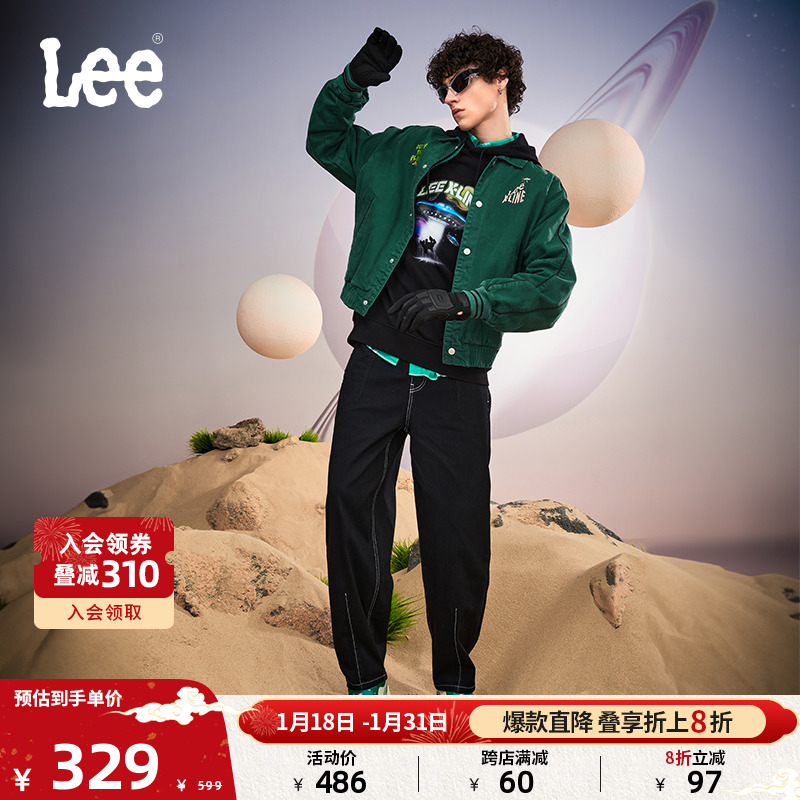 Lee23秋冬新品黑色松紧腰男女同款牛仔气球裤休闲潮LUB007267201