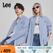 衬衫 Lee24春夏新品 长袖 翻领条纹蓝色男女同款 LUT008312205 舒适版